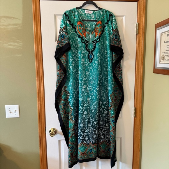 Miss Lavish London Maxi Kaftan Swim Cover Up Dress - Picture 2 of 7